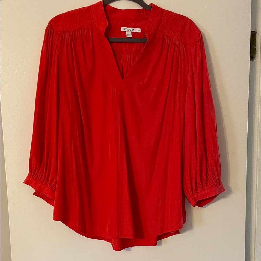 Chico's Vibrant Red Blouse Size 3